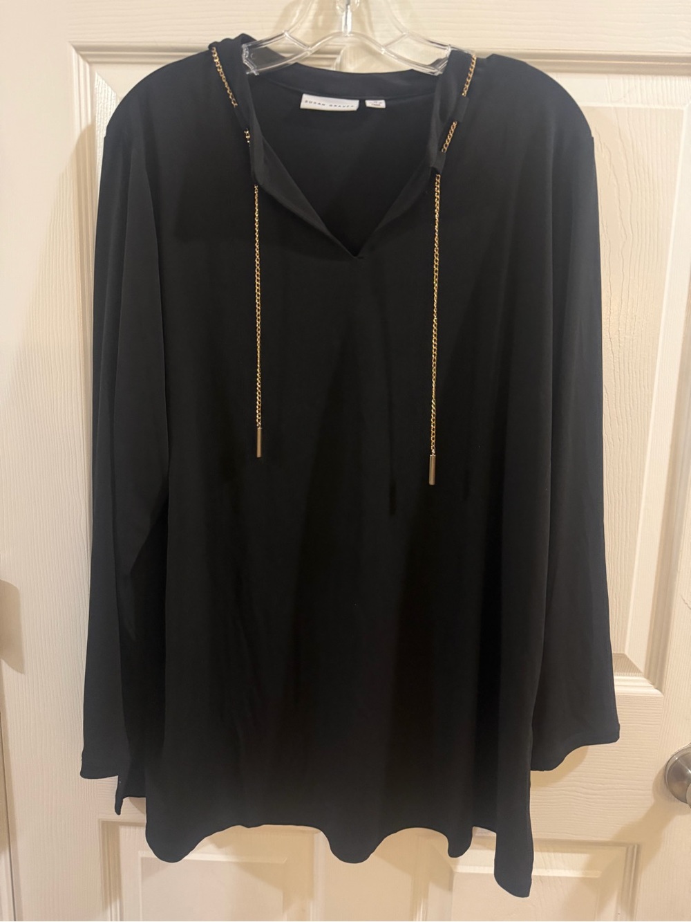 Susan Graver Black Chain Detail Tunic Top Size 1X